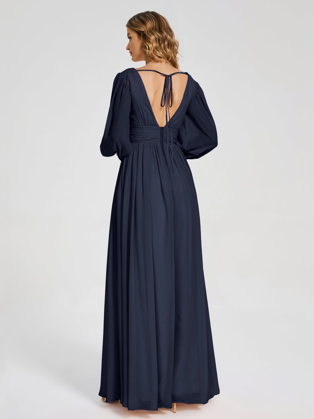 Journey Long Sleeves V-neck Bridesmaid Dress with Side Slit