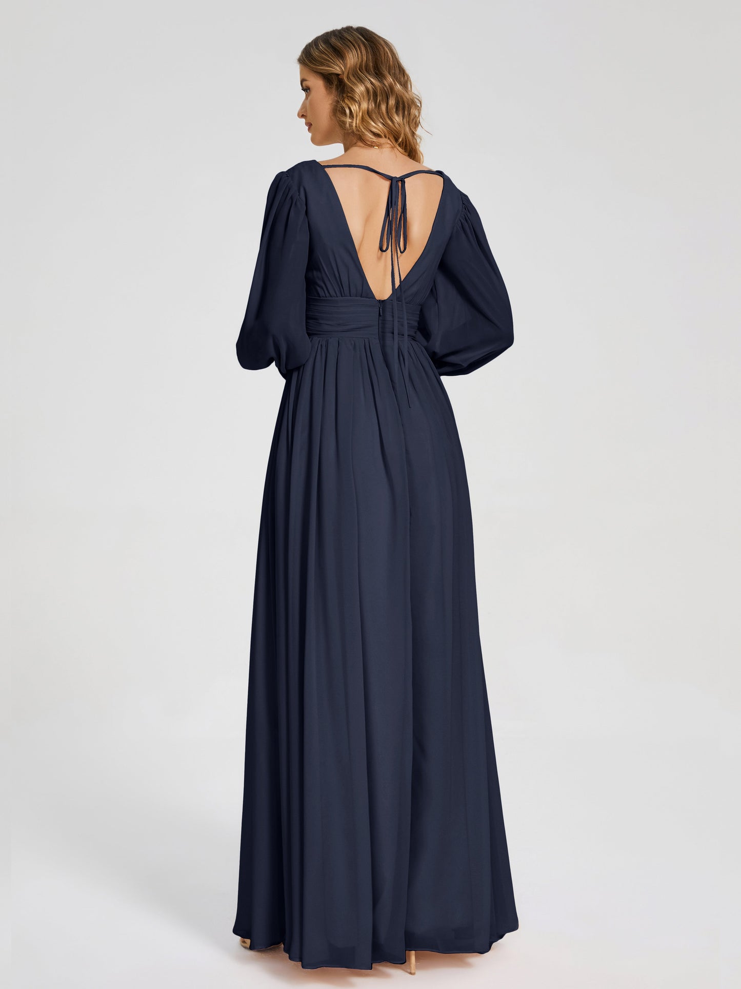 Journey Long Sleeves V-neck Bridesmaid Dress with Side Slit