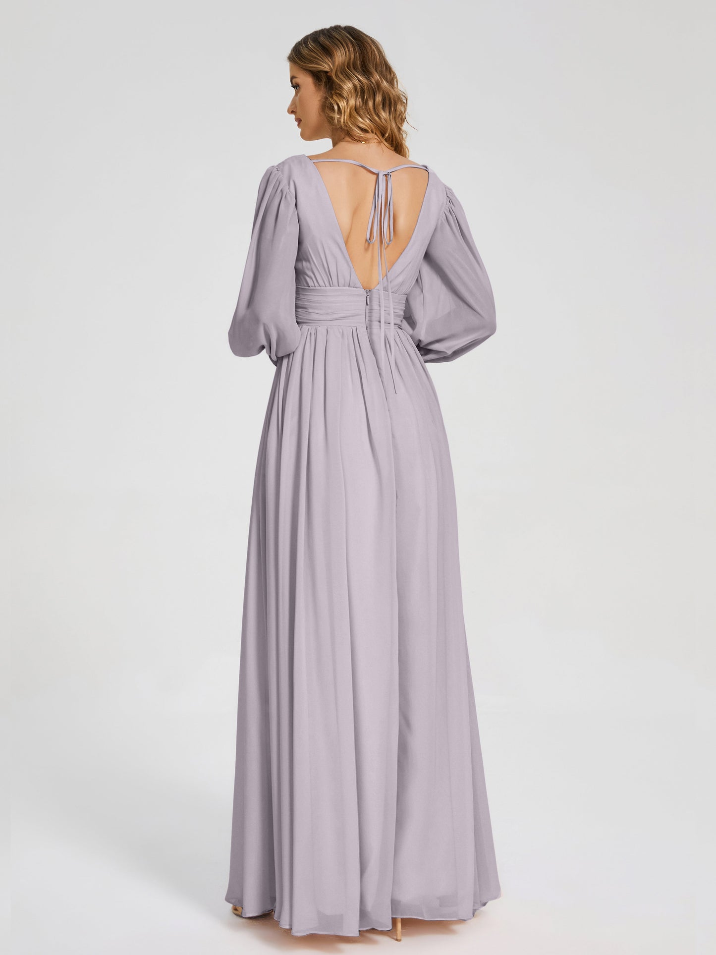 Journey Long Sleeves V-neck Bridesmaid Dress with Side Slit