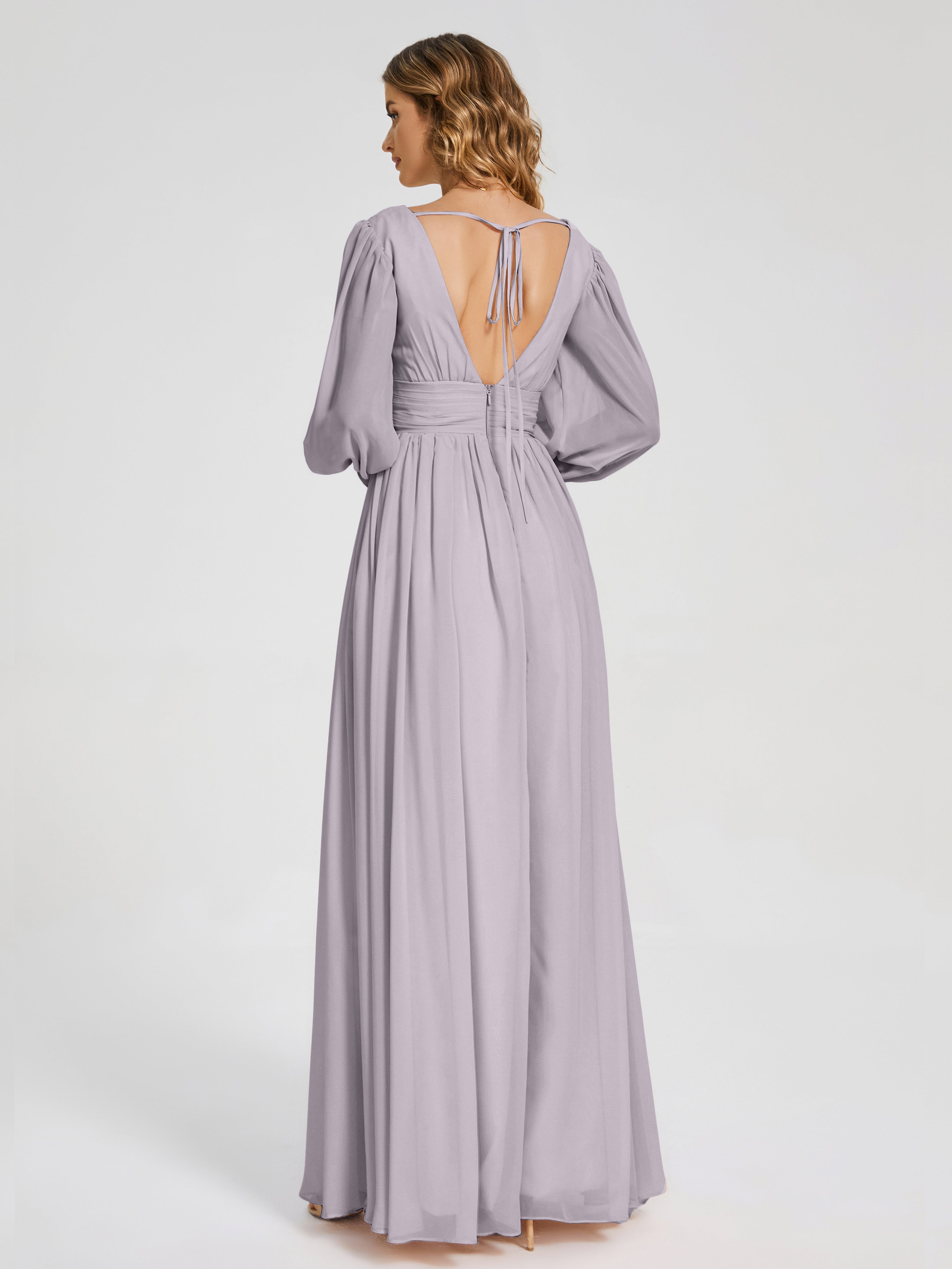 Journey Long Sleeves V-neck Bridesmaid Dress with Side Slit