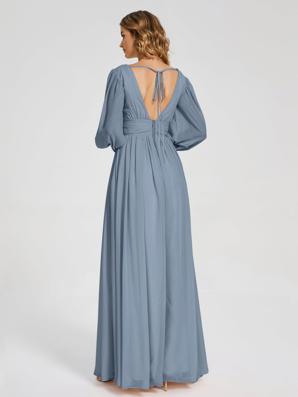 Journey Long Sleeves V-neck Bridesmaid Dress with Side Slit