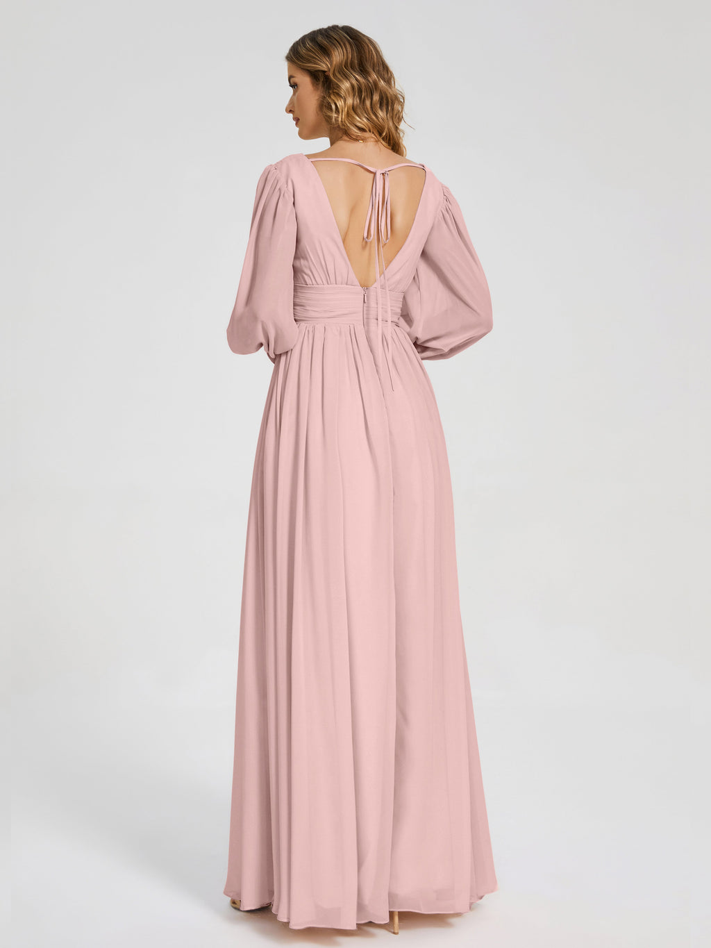 Journey Long Sleeves V-neck Bridesmaid Dress with Side Slit