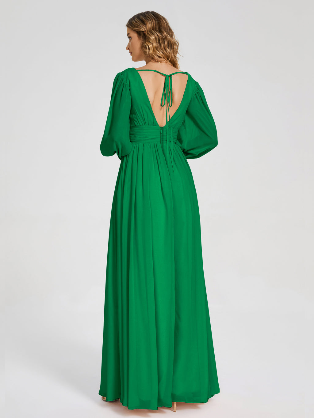Journey Long Sleeves V-neck Bridesmaid Dress with Side Slit