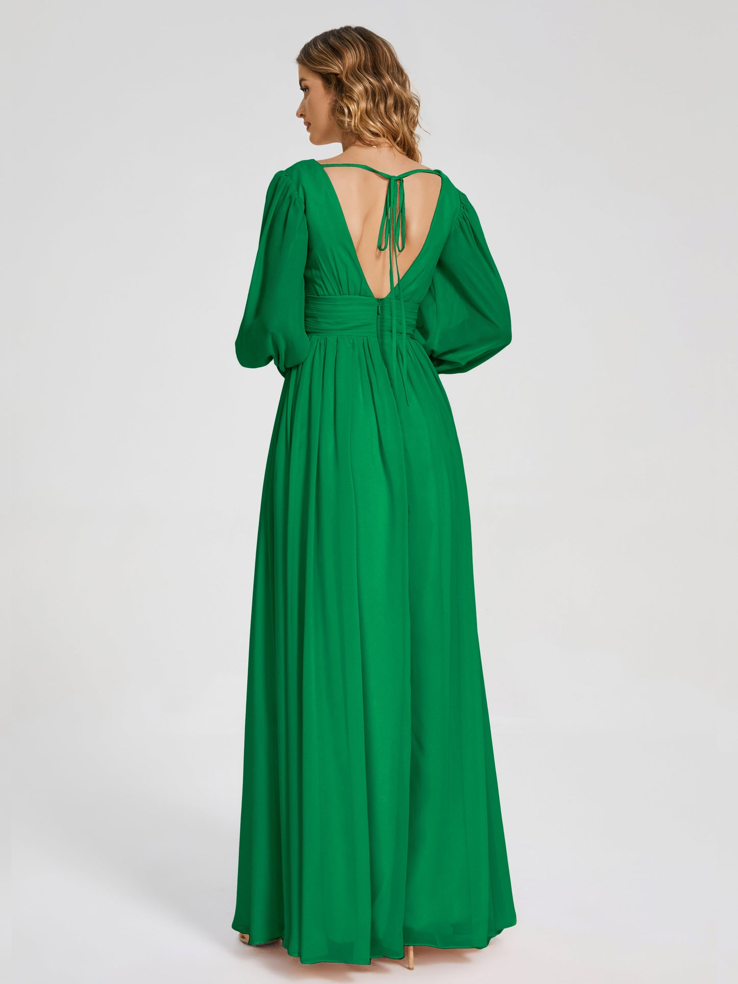 Journey Long Sleeves V-neck Bridesmaid Dress with Side Slit