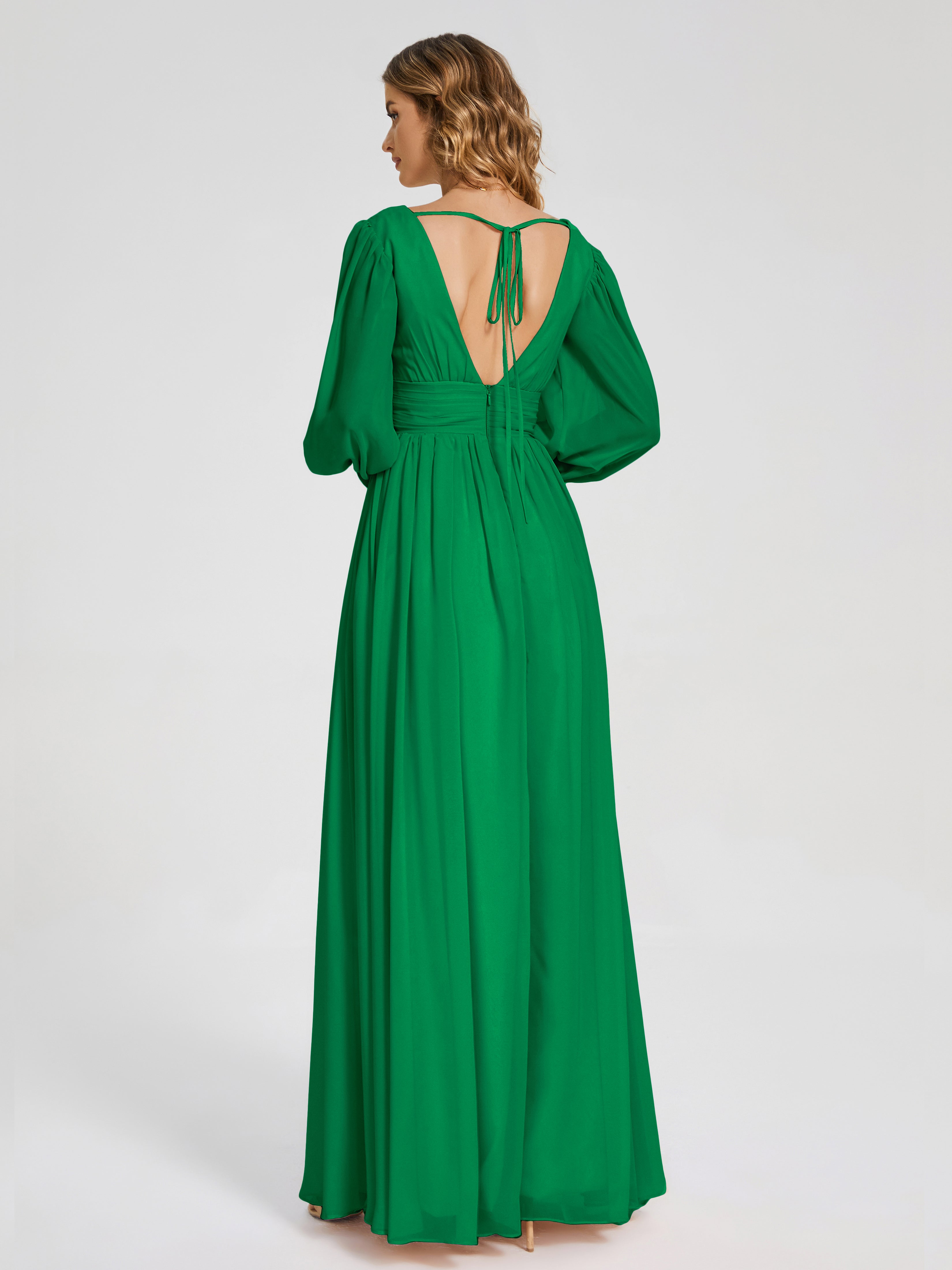 Journey Long Sleeves V-neck Bridesmaid Dress with Side Slit