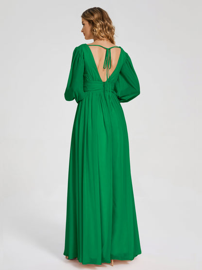 Journey Long Sleeves V-neck Bridesmaid Dress with Side Slit