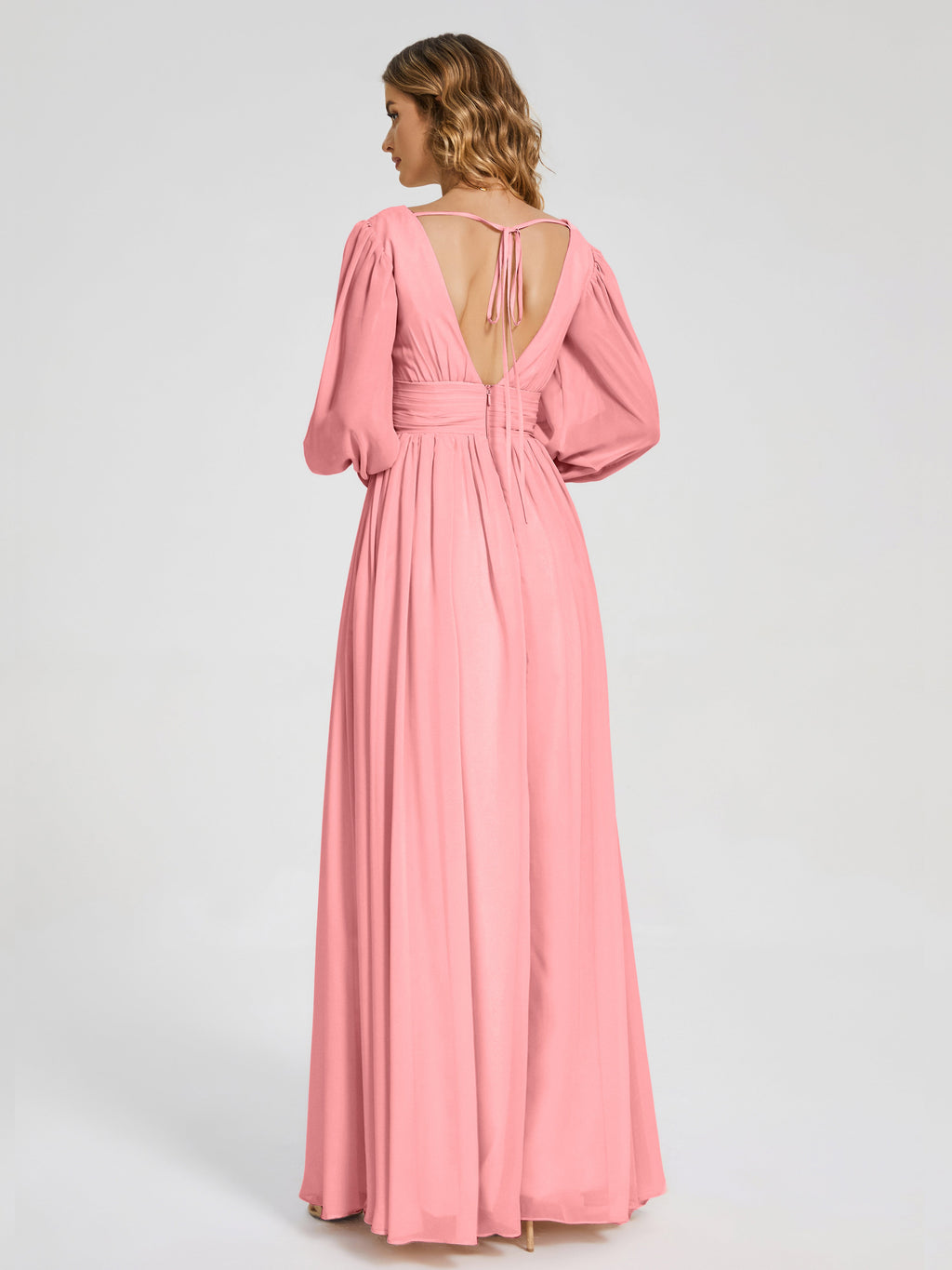 Journey Long Sleeves V-neck Bridesmaid Dress with Side Slit