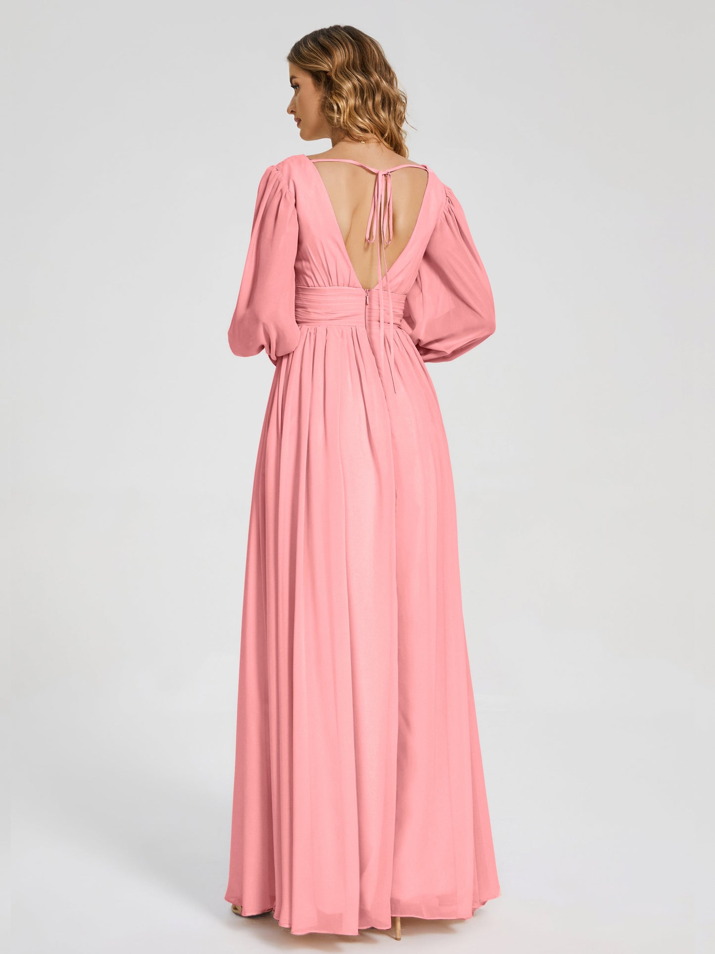 Journey Long Sleeves V-neck Bridesmaid Dress with Side Slit