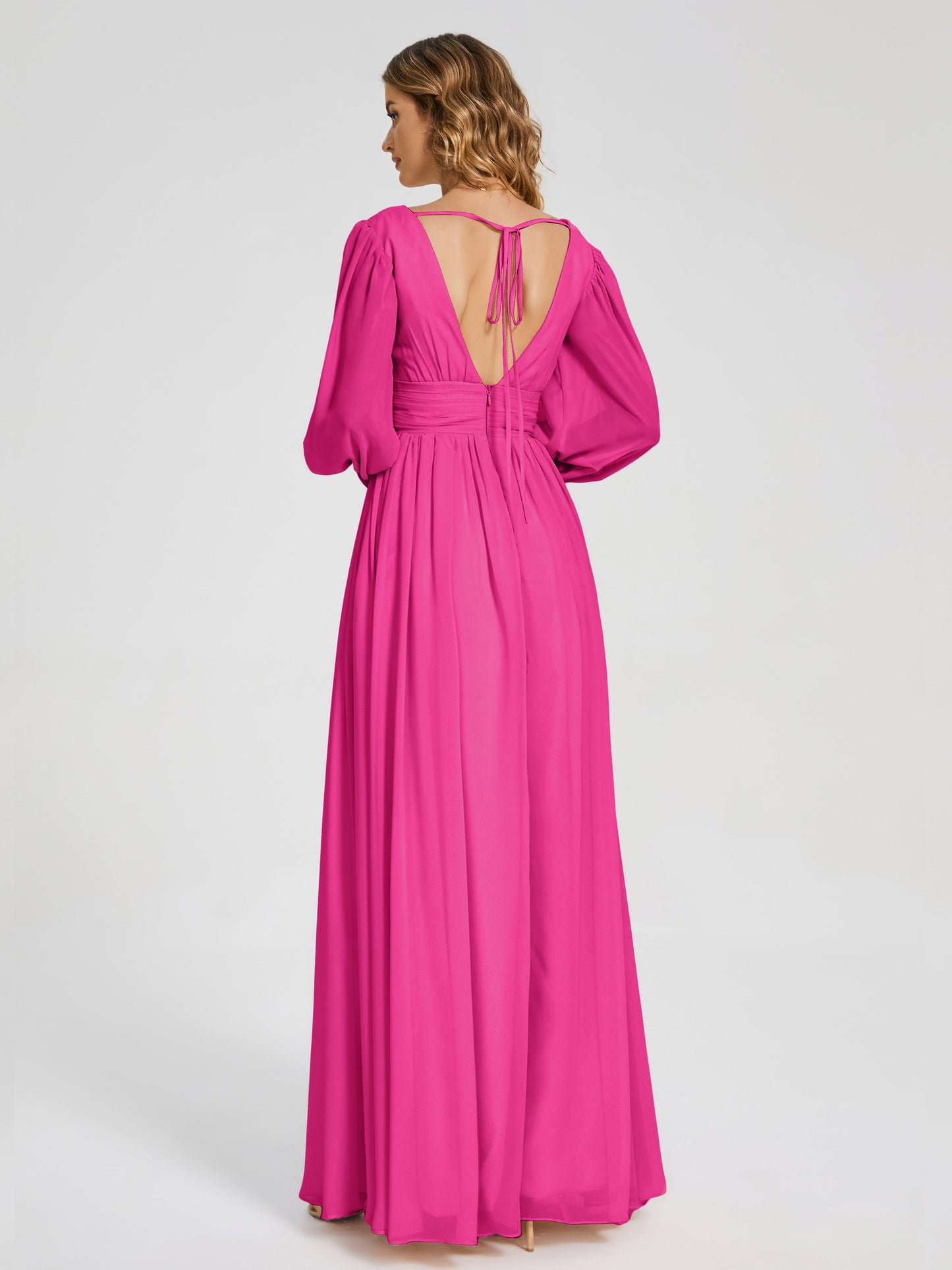 Journey Long Sleeves V-neck Bridesmaid Dress with Side Slit