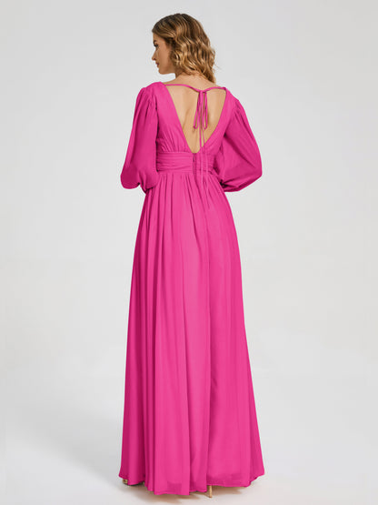 Journey Long Sleeves V-neck Bridesmaid Dress with Side Slit