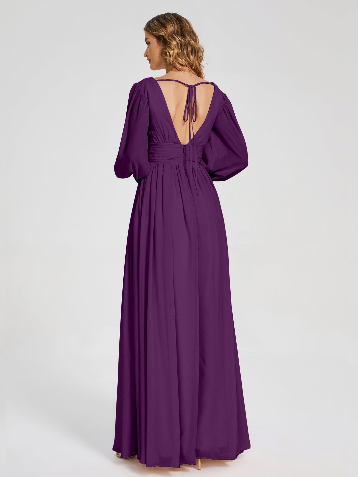 Journey Long Sleeves V-neck Bridesmaid Dress with Side Slit