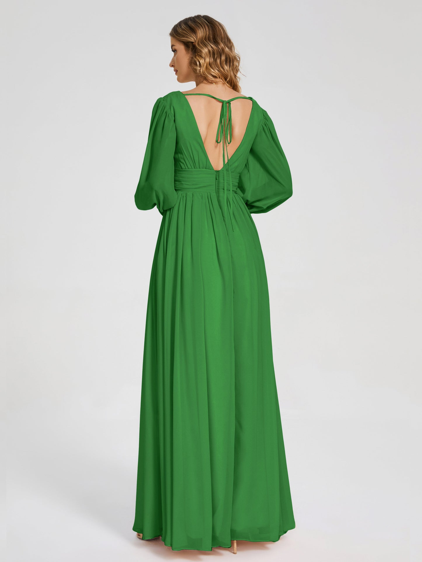 Journey Long Sleeves V-neck Bridesmaid Dress with Side Slit