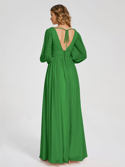 Journey Long Sleeves V-neck Bridesmaid Dress with Side Slit