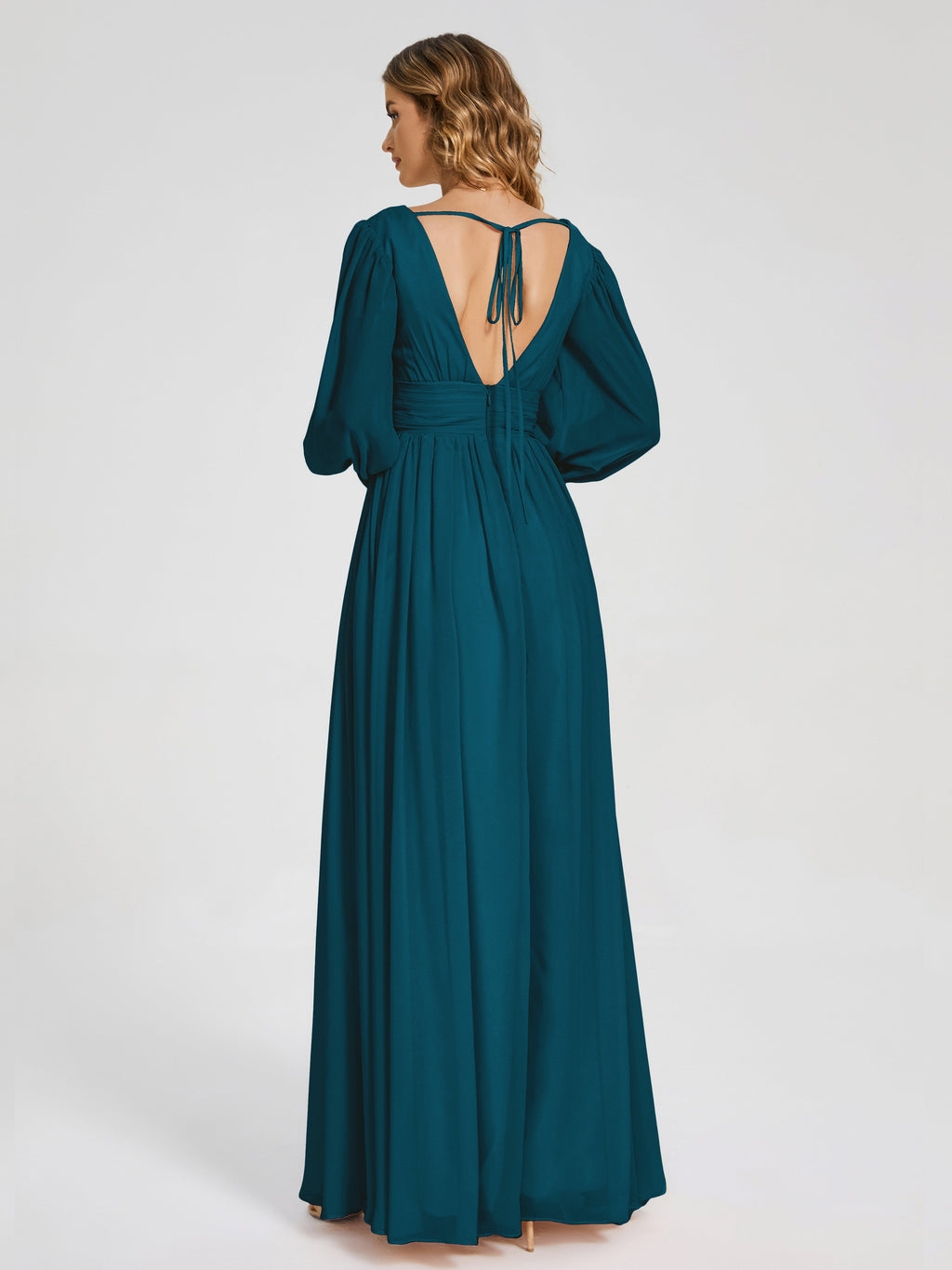 Journey Long Sleeves V-neck Bridesmaid Dress with Side Slit