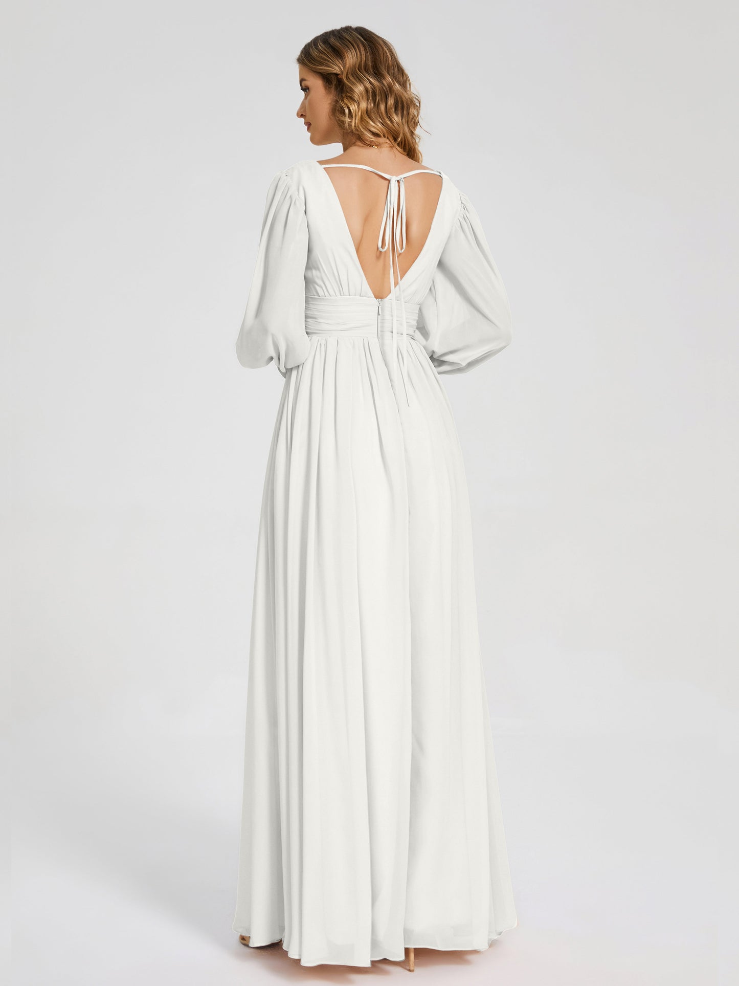 Journey Long Sleeves V-neck Bridesmaid Dress with Side Slit