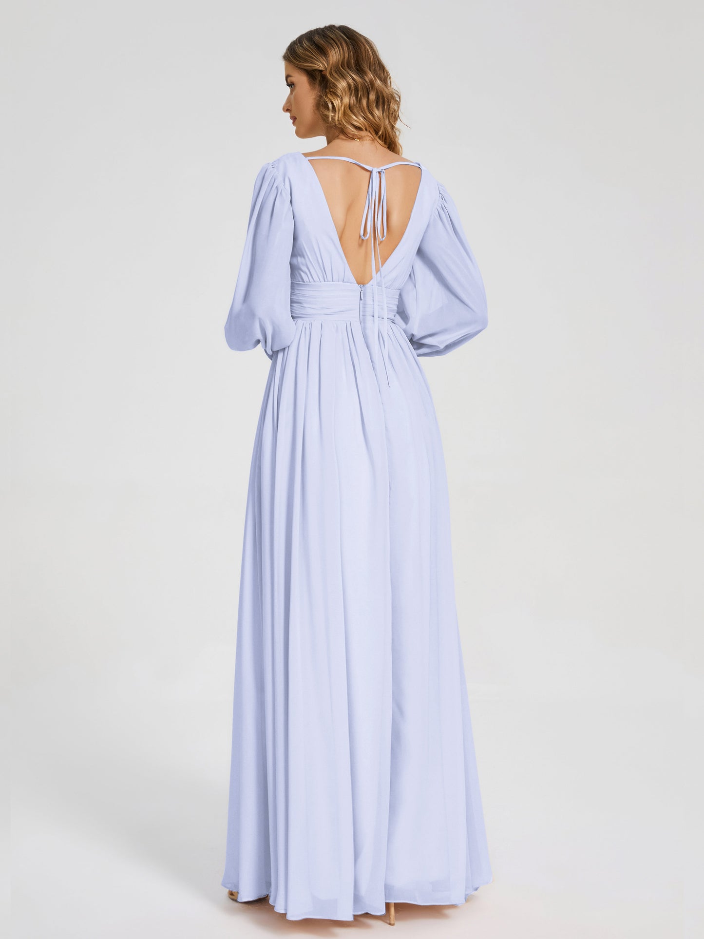 Journey Long Sleeves V-neck Bridesmaid Dress with Side Slit
