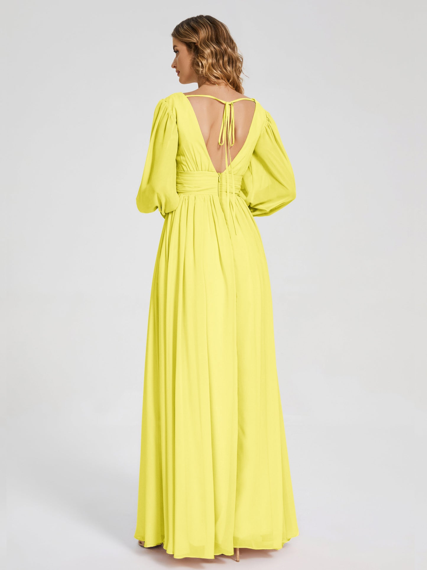 Journey Long Sleeves V-neck Bridesmaid Dress with Side Slit