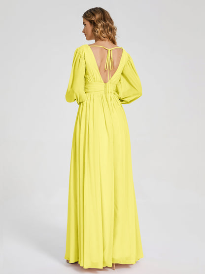 Journey Long Sleeves V-neck Bridesmaid Dress with Side Slit