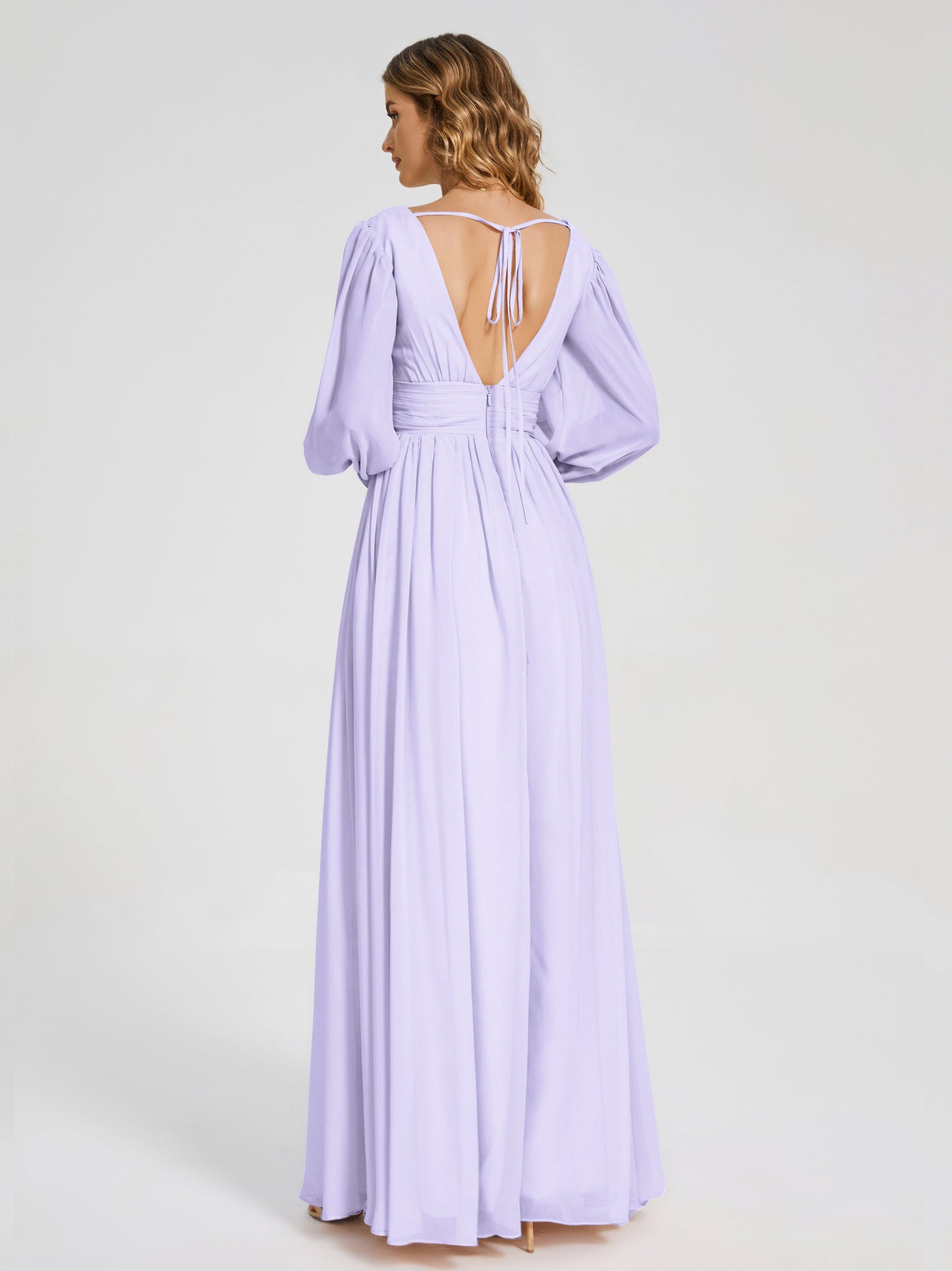 Journey Long Sleeves V-neck Bridesmaid Dress with Side Slit