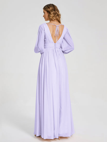 Journey Long Sleeves V-neck Bridesmaid Dress with Side Slit