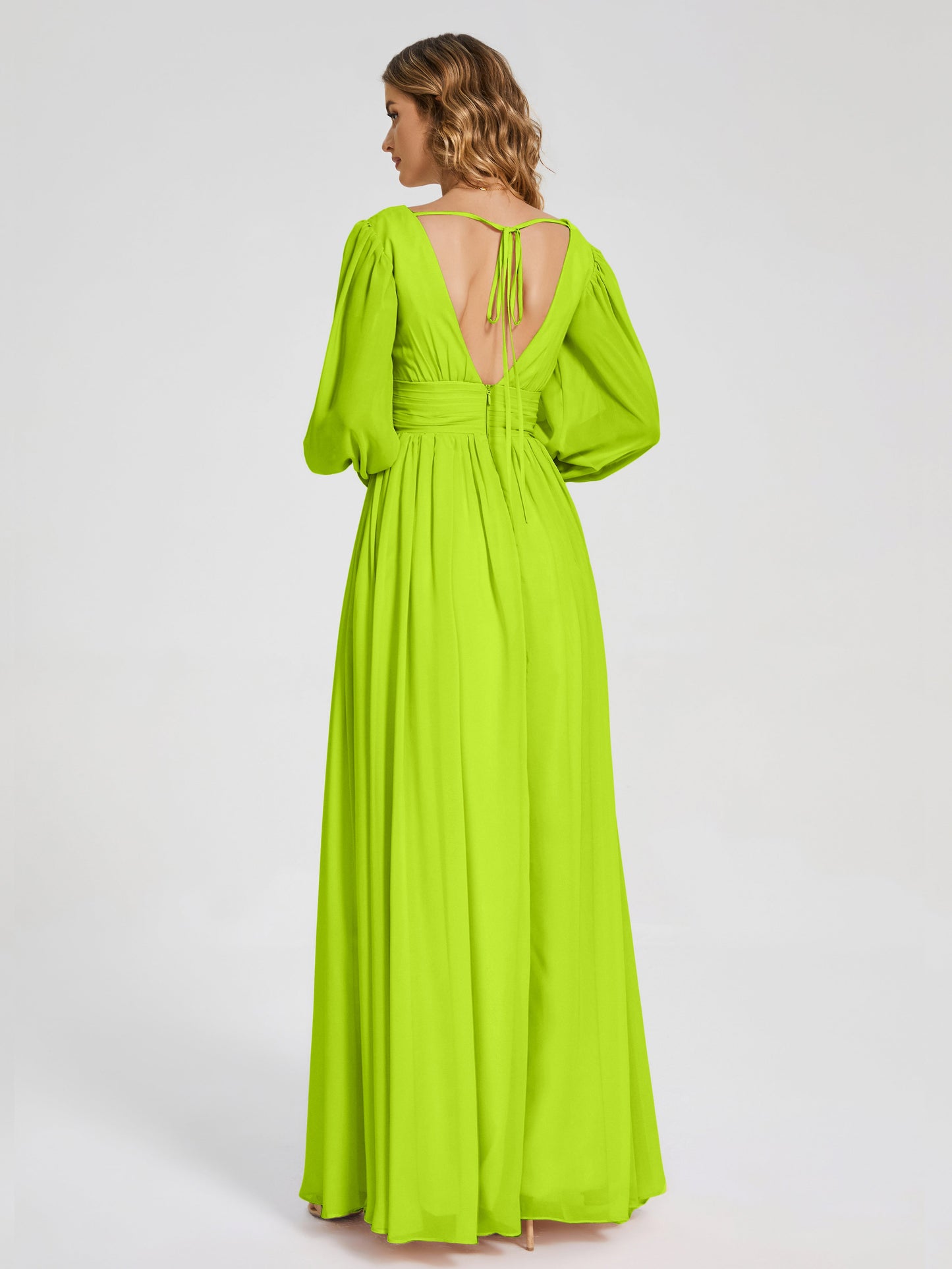 Journey Long Sleeves V-neck Bridesmaid Dress with Side Slit
