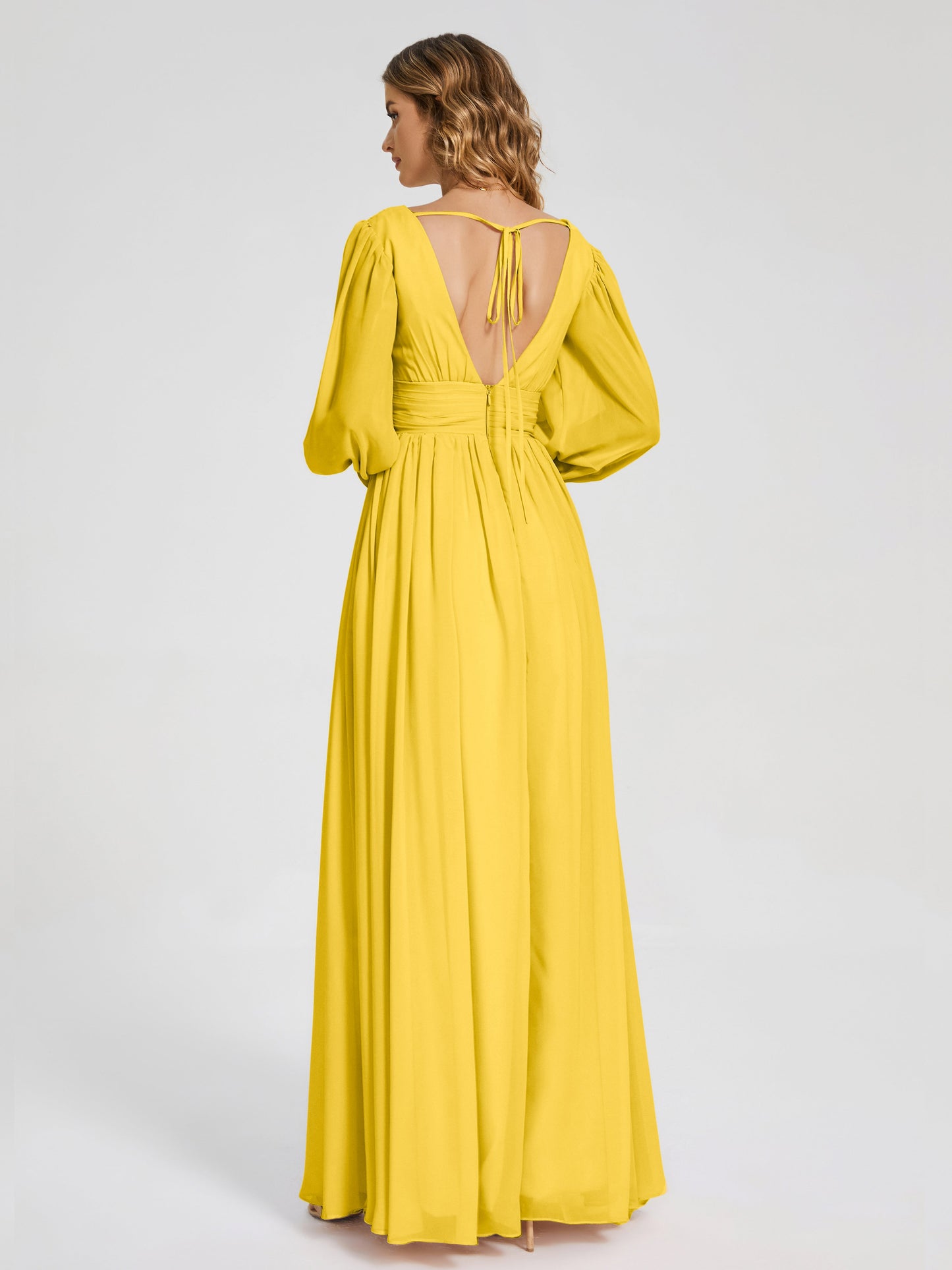 Journey Long Sleeves V-neck Bridesmaid Dress with Side Slit
