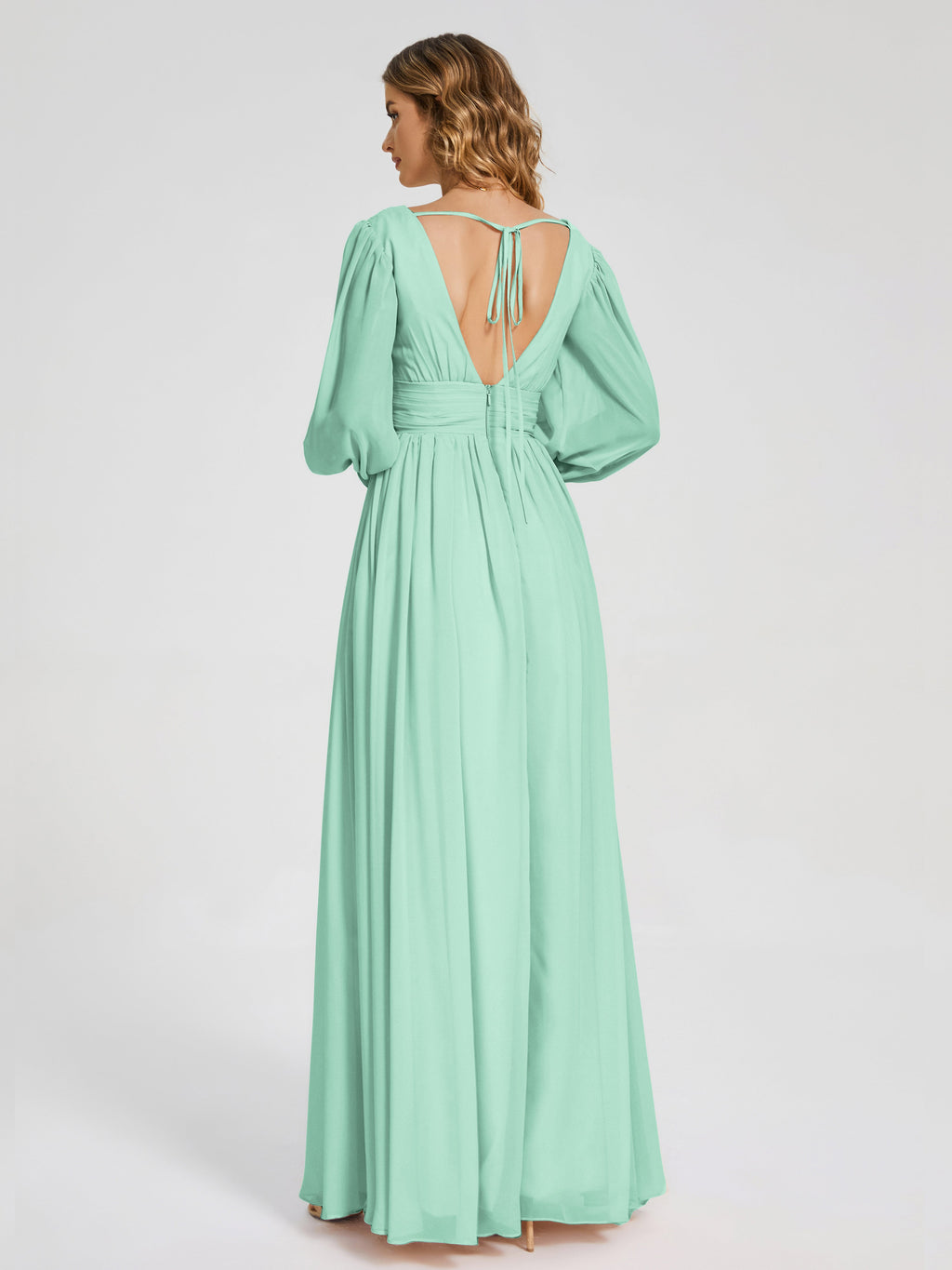 Journey Long Sleeves V-neck Bridesmaid Dress with Side Slit