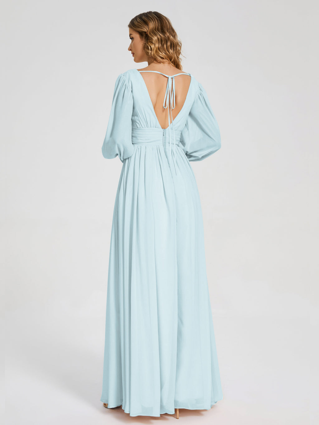 Journey Long Sleeves V-neck Bridesmaid Dress with Side Slit