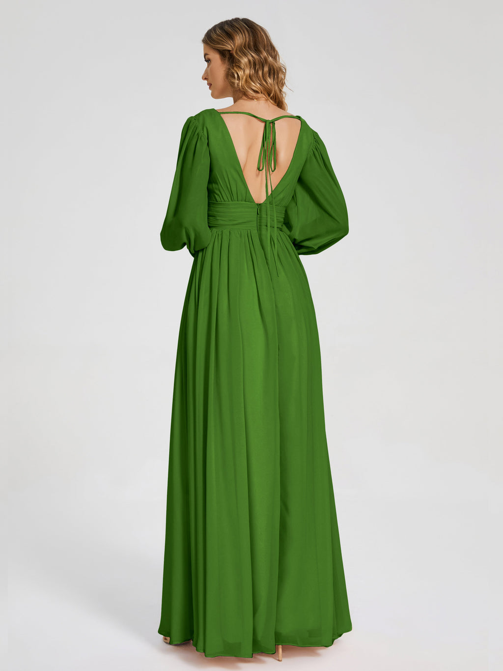 Journey Long Sleeves V-neck Bridesmaid Dress with Side Slit