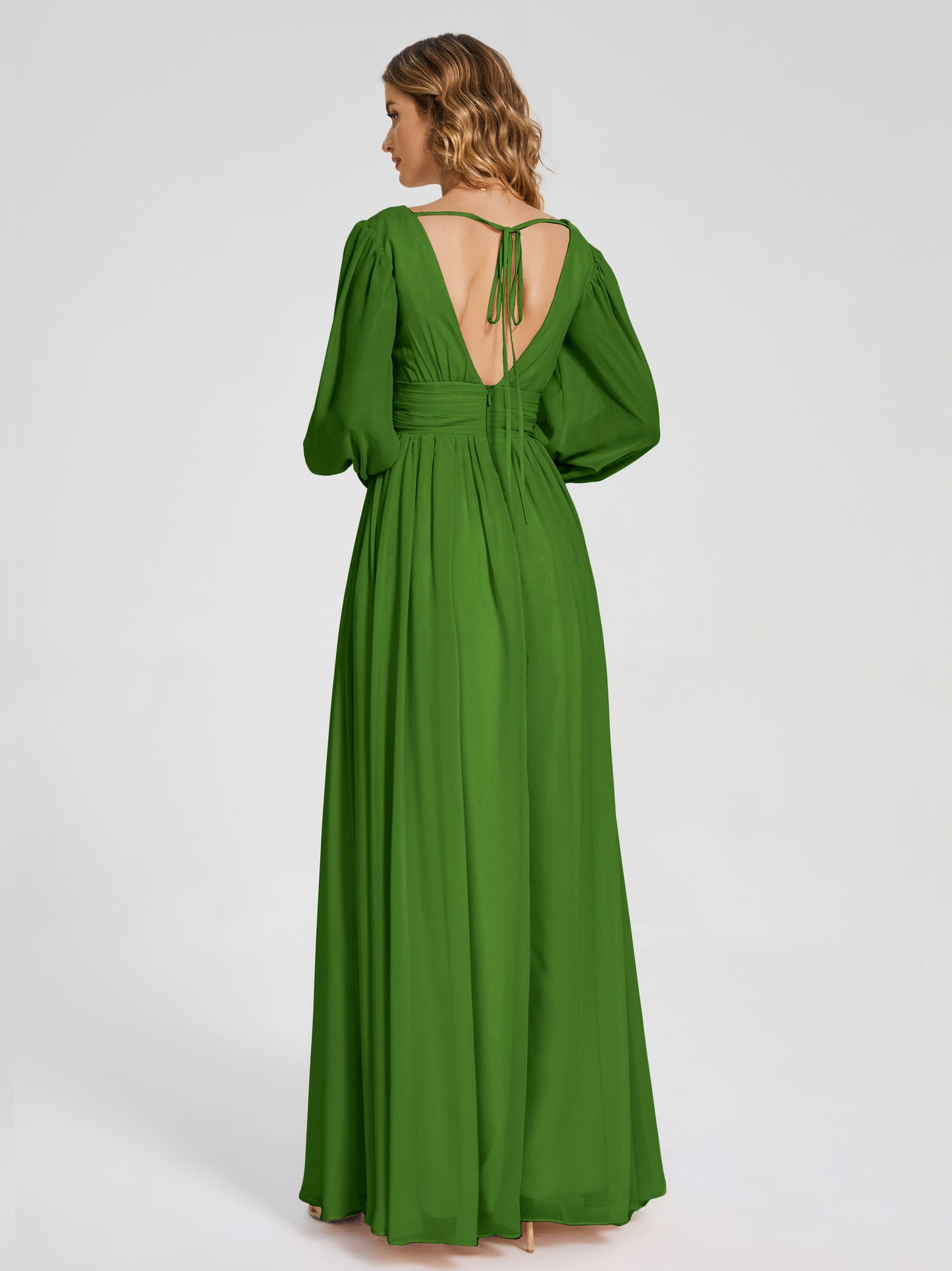 Journey Long Sleeves V-neck Bridesmaid Dress with Side Slit