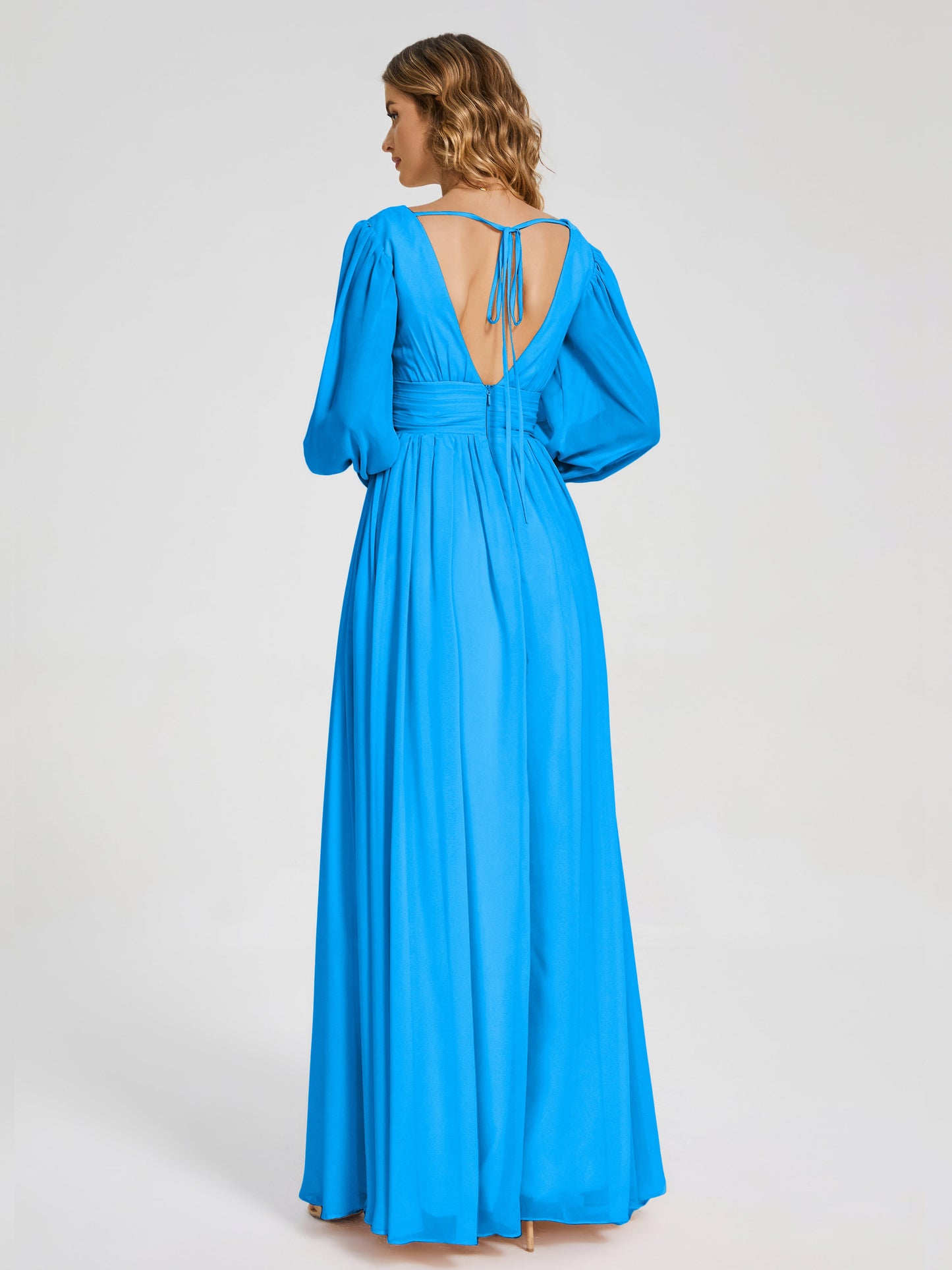 Journey Long Sleeves V-neck Bridesmaid Dress with Side Slit