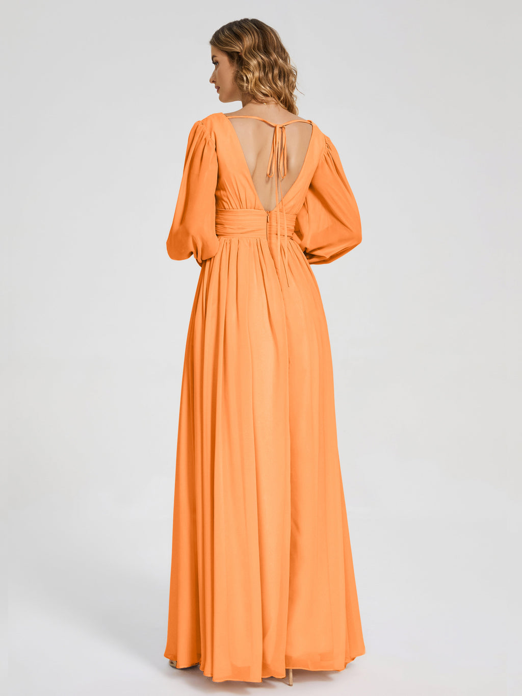 Journey Long Sleeves V-neck Bridesmaid Dress with Side Slit