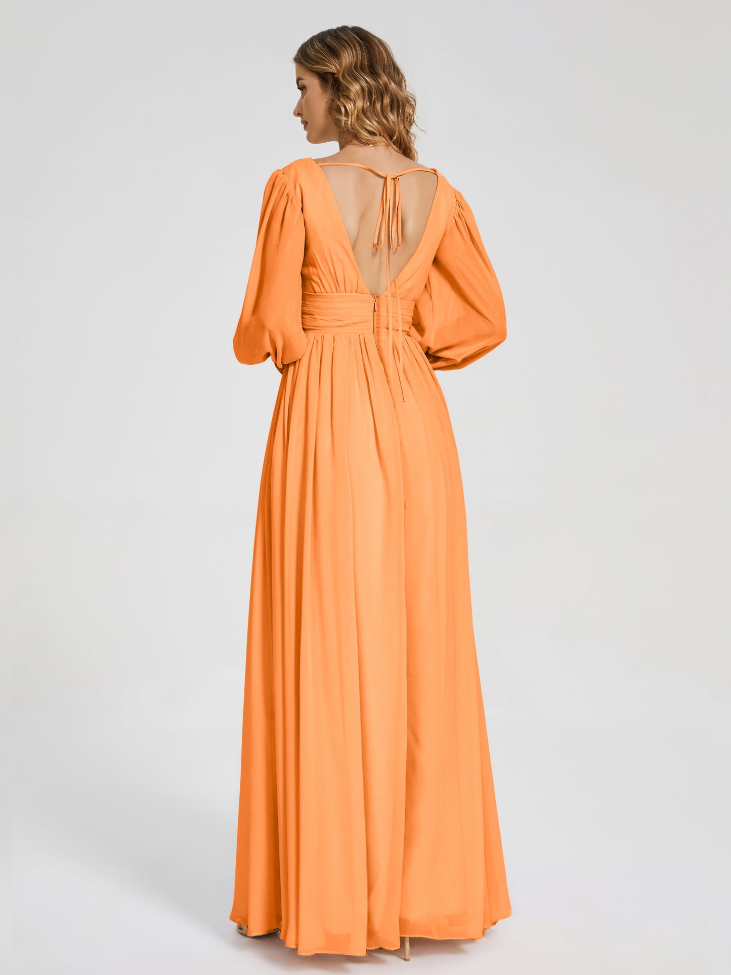 Journey Long Sleeves V-neck Bridesmaid Dress with Side Slit
