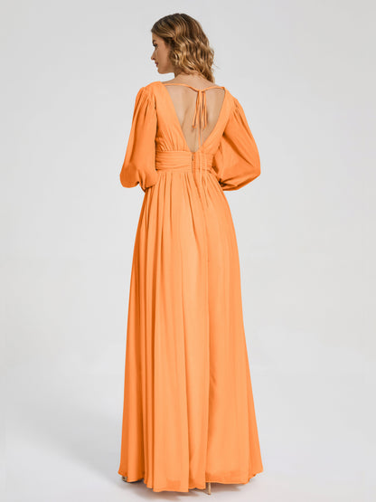 Journey Long Sleeves V-neck Bridesmaid Dress with Side Slit