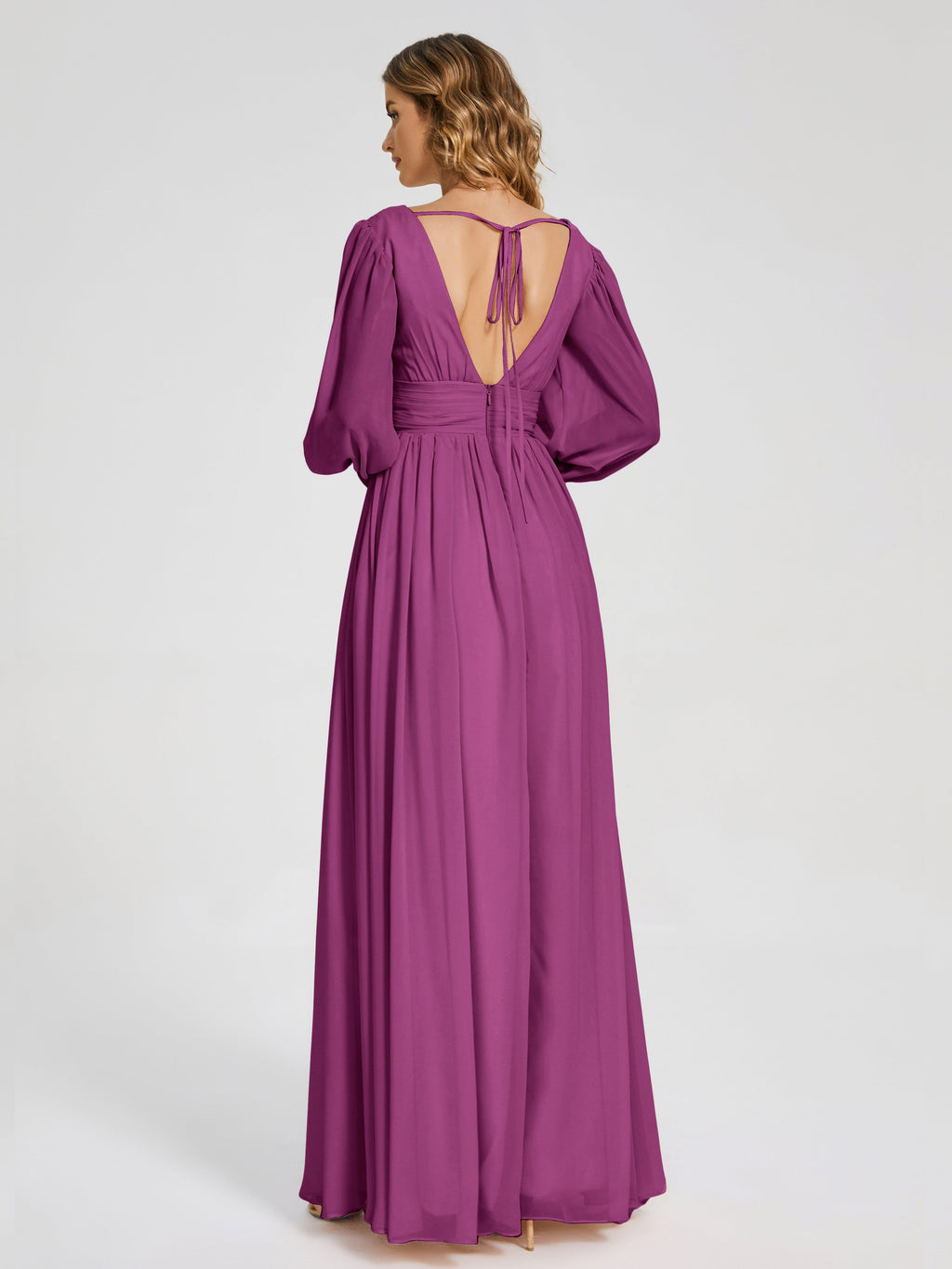 Journey Long Sleeves V-neck Bridesmaid Dress with Side Slit