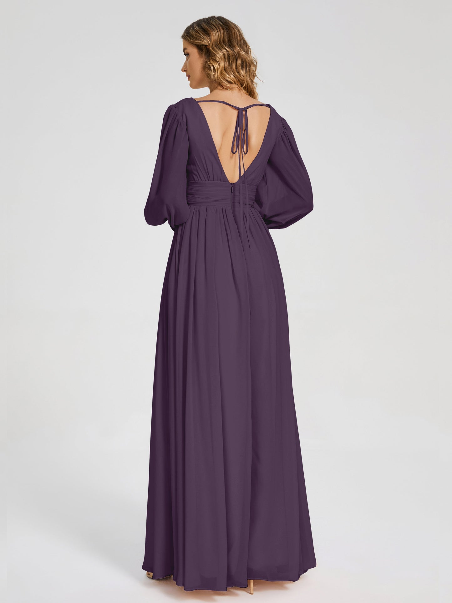 Journey Long Sleeves V-neck Bridesmaid Dress with Side Slit