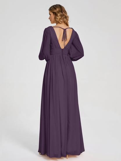 Journey Long Sleeves V-neck Bridesmaid Dress with Side Slit