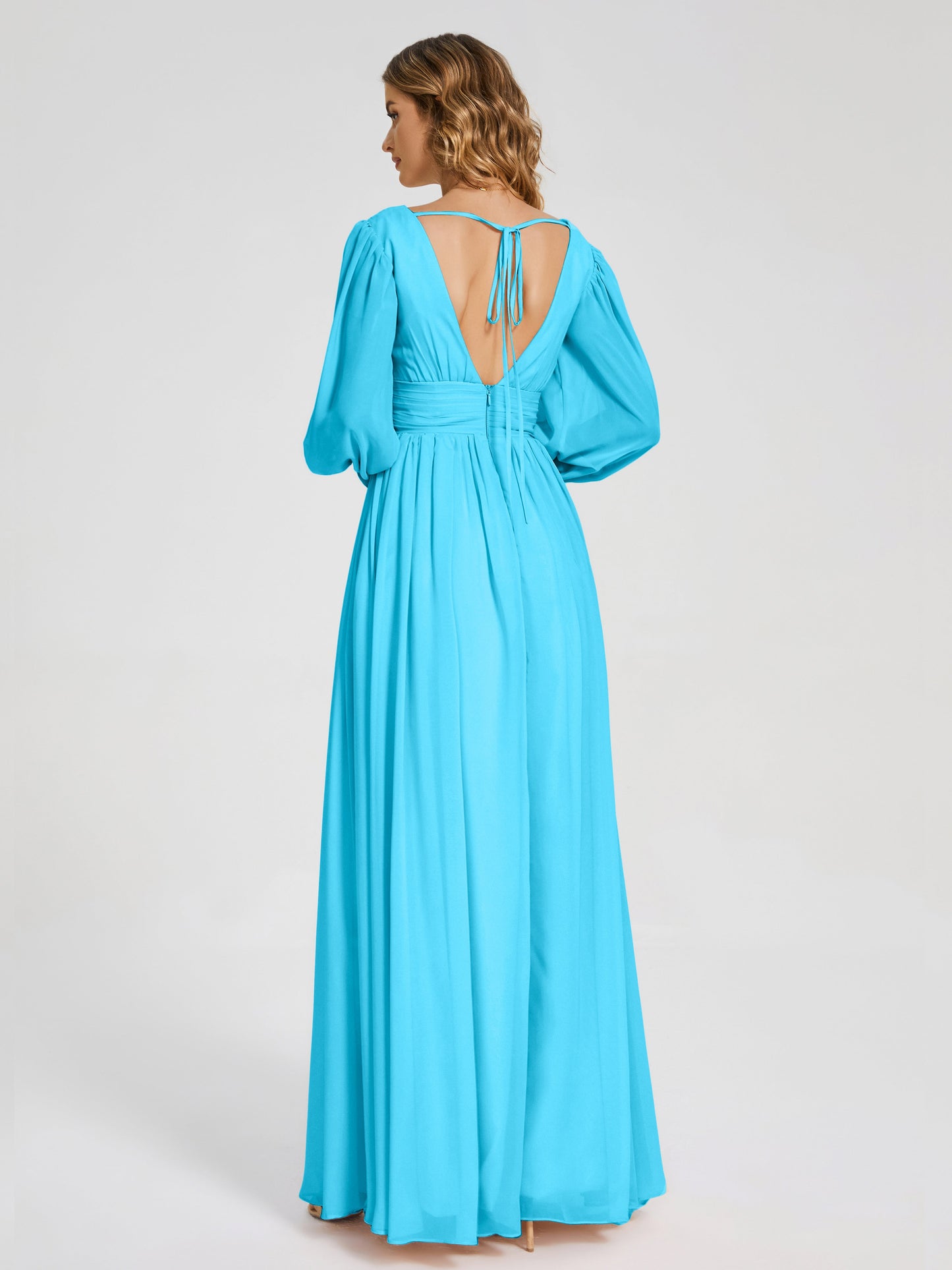 Journey Long Sleeves V-neck Bridesmaid Dress with Side Slit