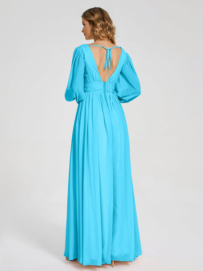 Journey Long Sleeves V-neck Bridesmaid Dress with Side Slit