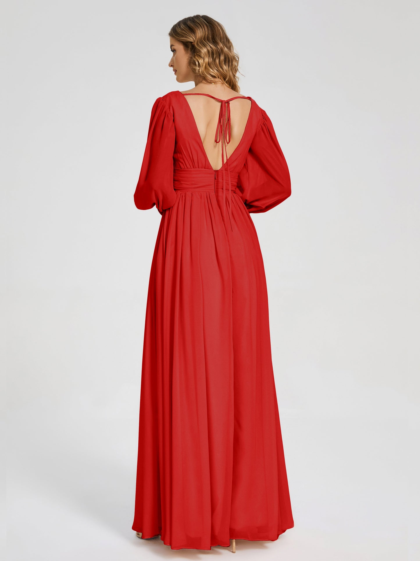 Journey Long Sleeves V-neck Bridesmaid Dress with Side Slit