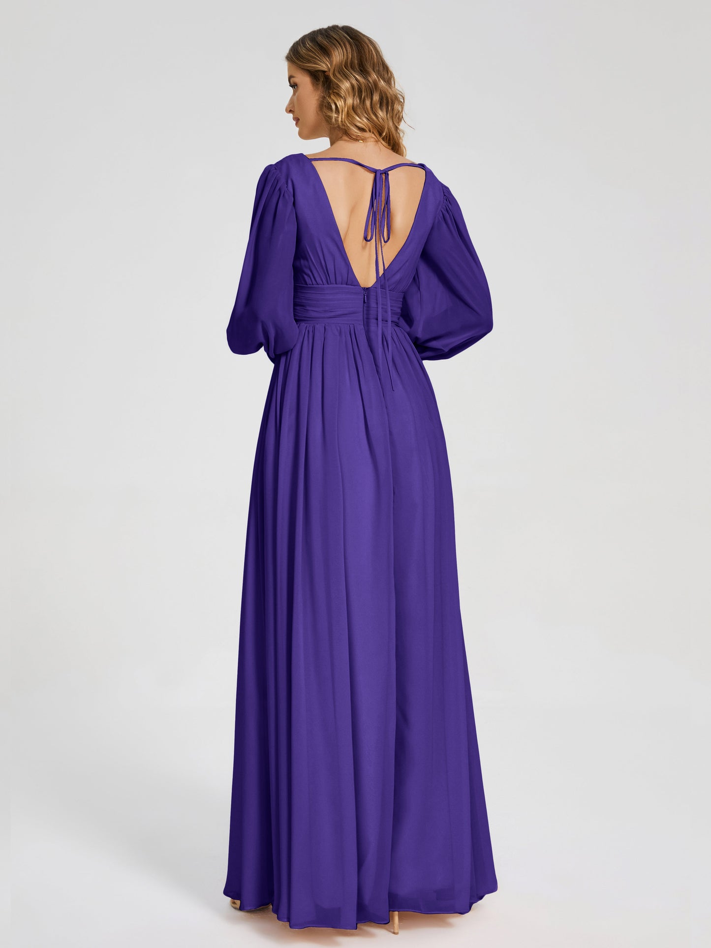 Journey Long Sleeves V-neck Bridesmaid Dress with Side Slit