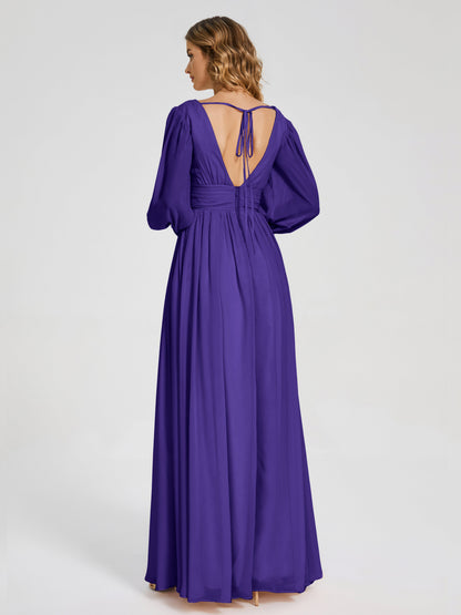 Journey Long Sleeves V-neck Bridesmaid Dress with Side Slit