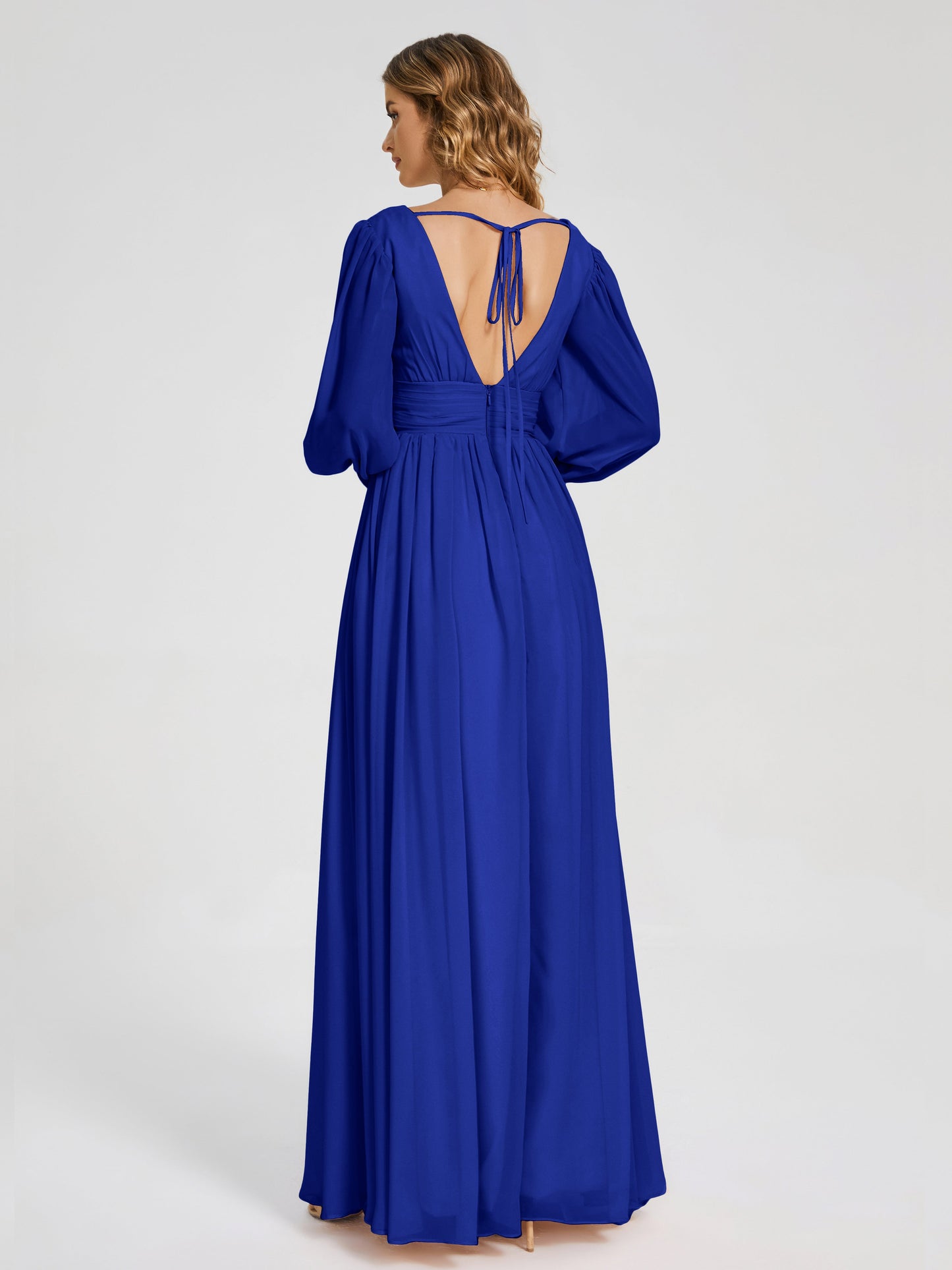 Journey Long Sleeves V-neck Bridesmaid Dress with Side Slit