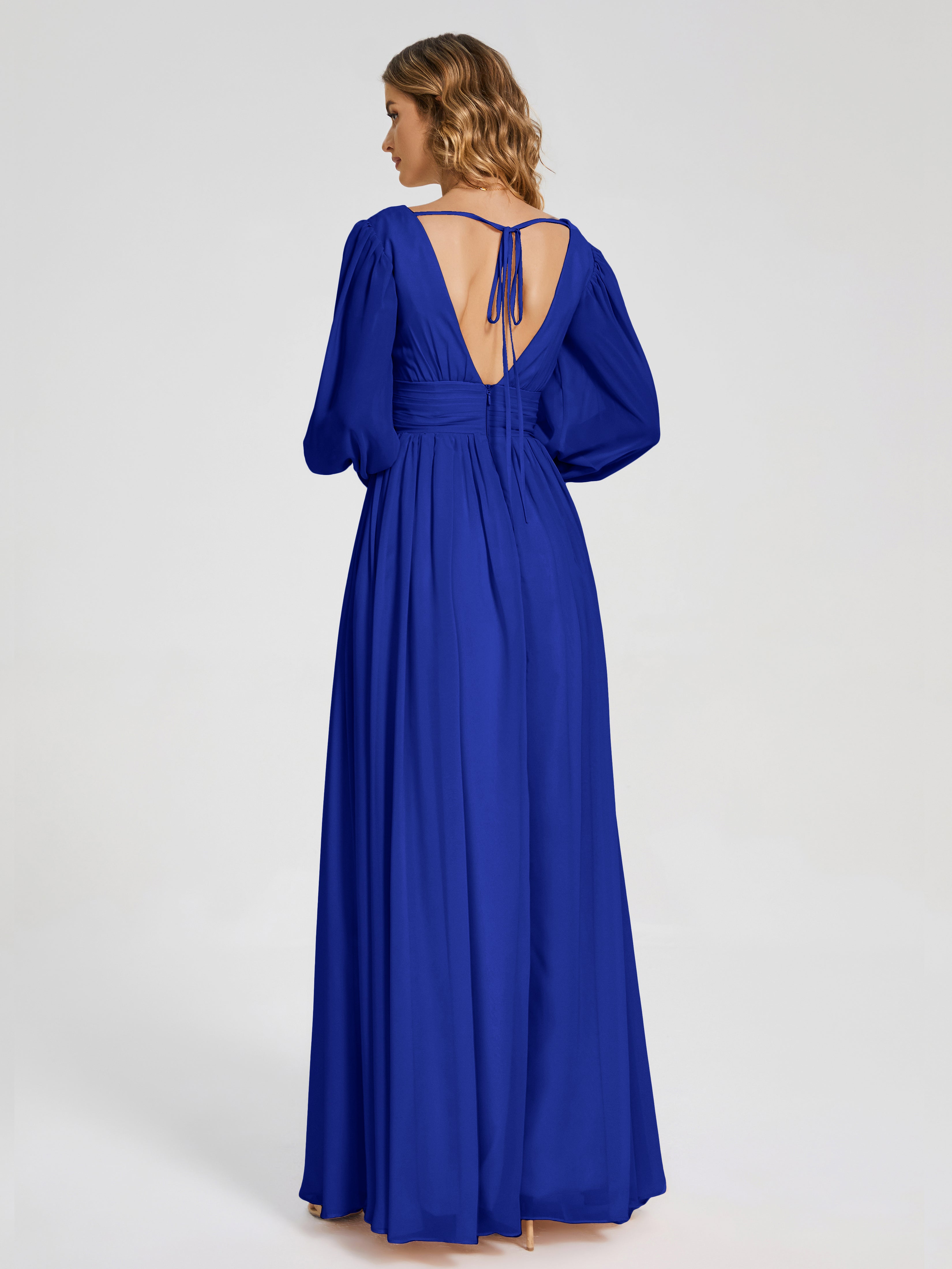 Journey Long Sleeves V-neck Bridesmaid Dress with Side Slit