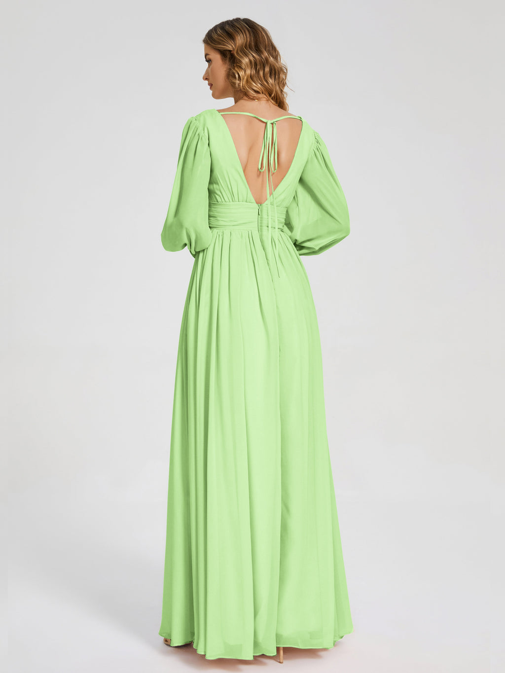Journey Long Sleeves V-neck Bridesmaid Dress with Side Slit