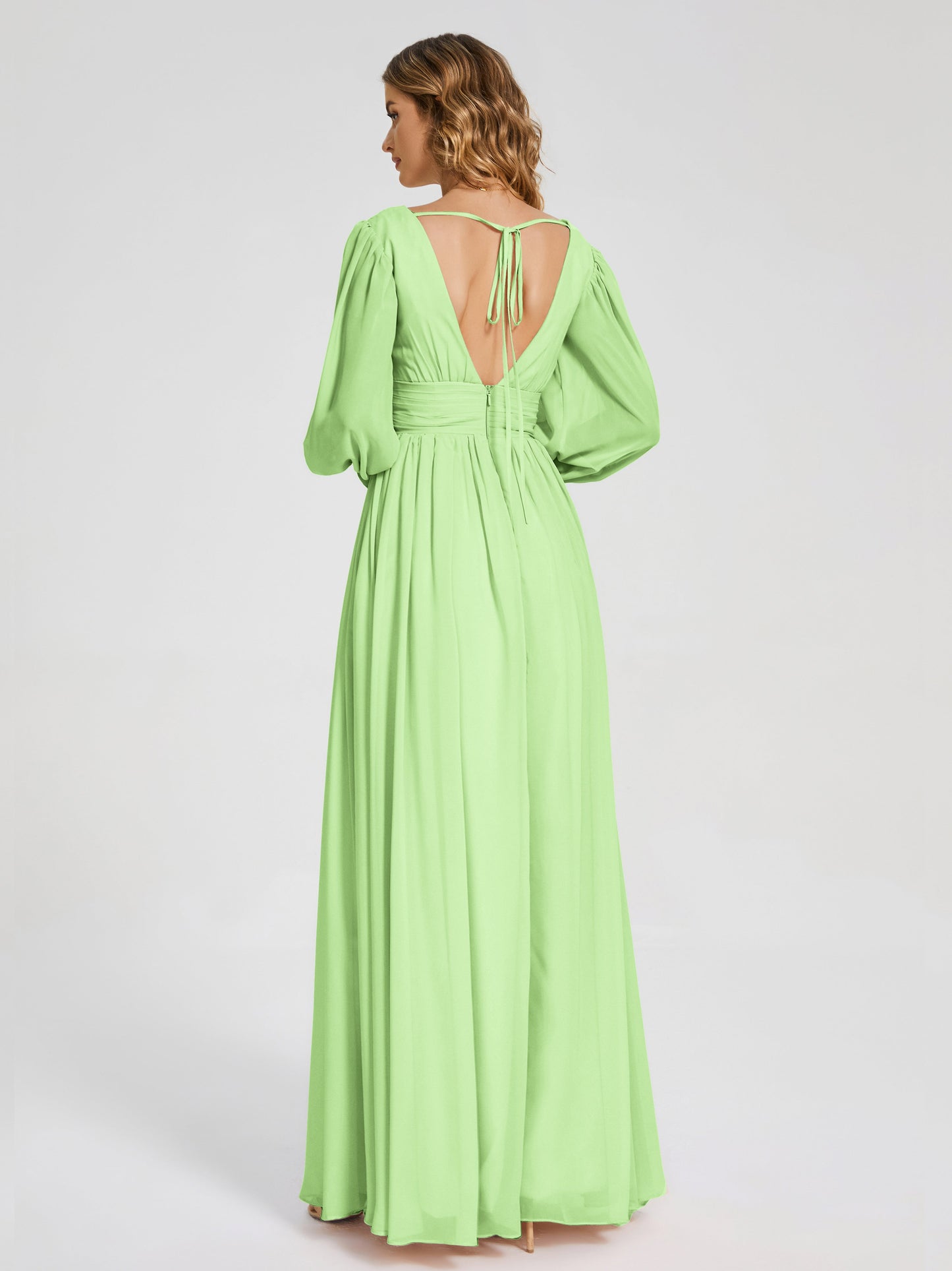 Journey Long Sleeves V-neck Bridesmaid Dress with Side Slit