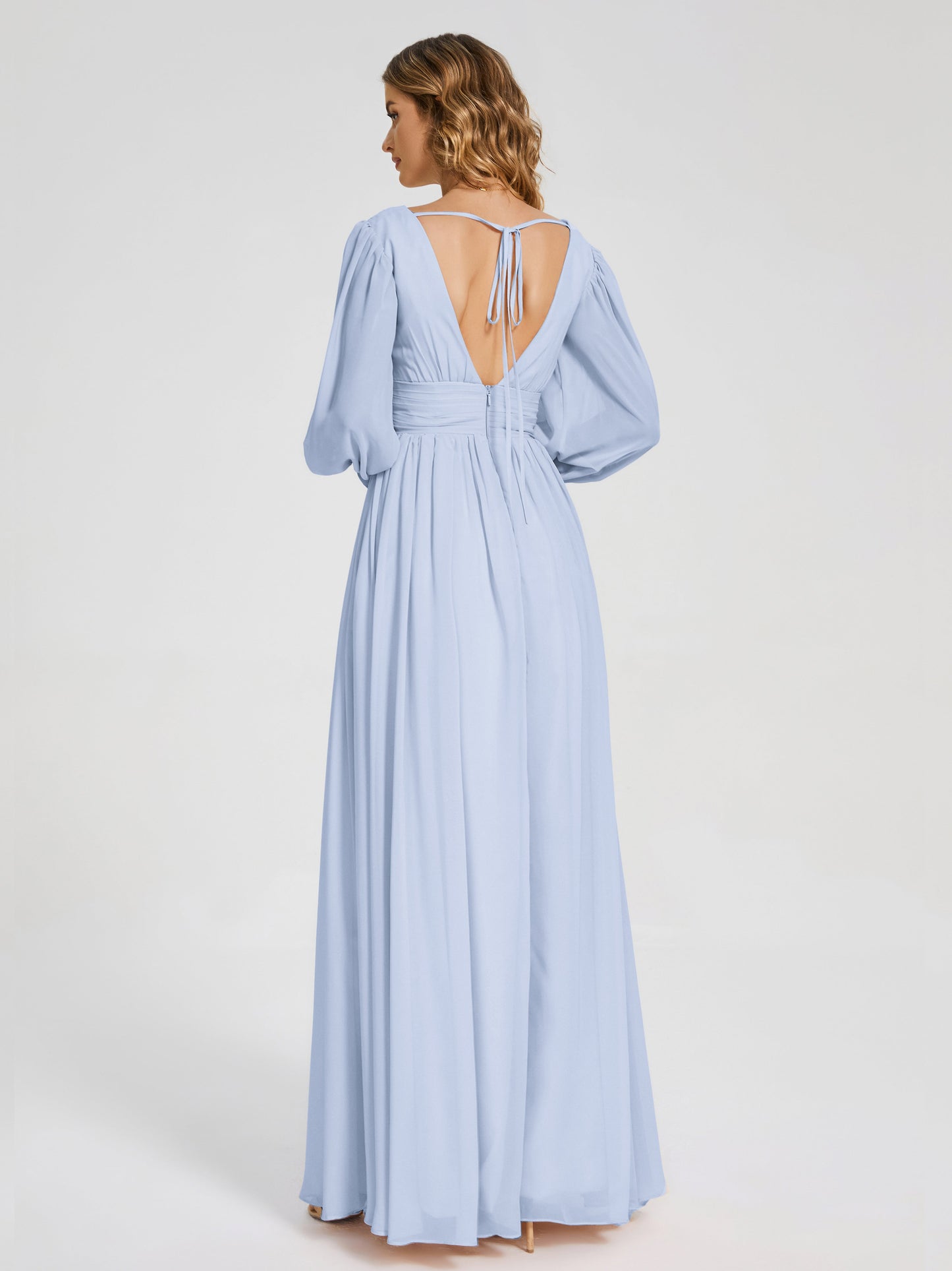 Journey Long Sleeves V-neck Bridesmaid Dress with Side Slit