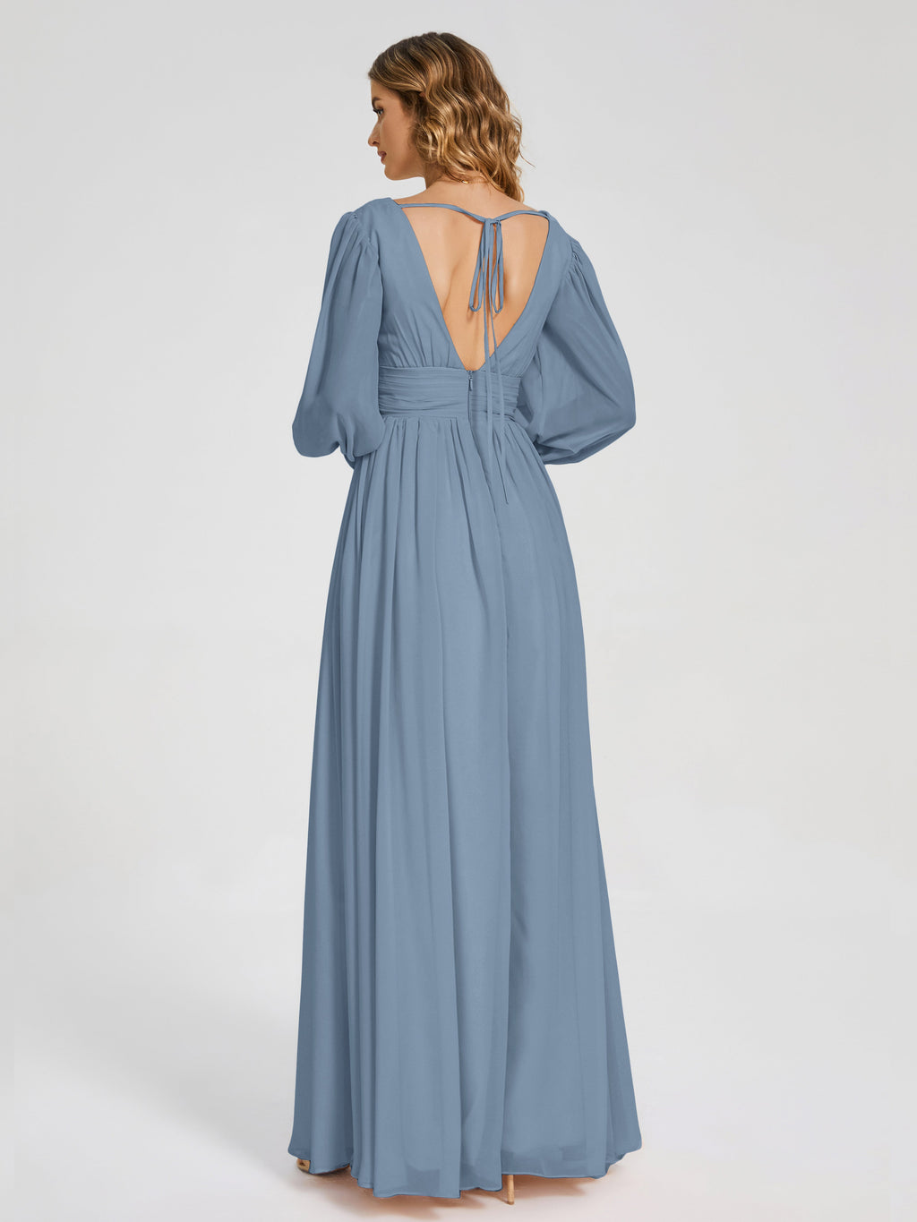 Journey Long Sleeves V-neck Bridesmaid Dress with Side Slit