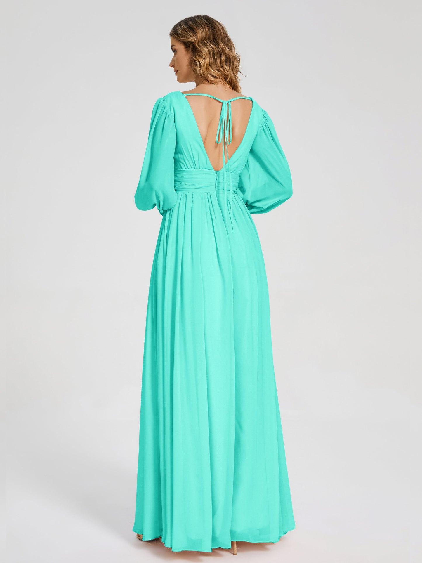 Journey Long Sleeves V-neck Bridesmaid Dress with Side Slit