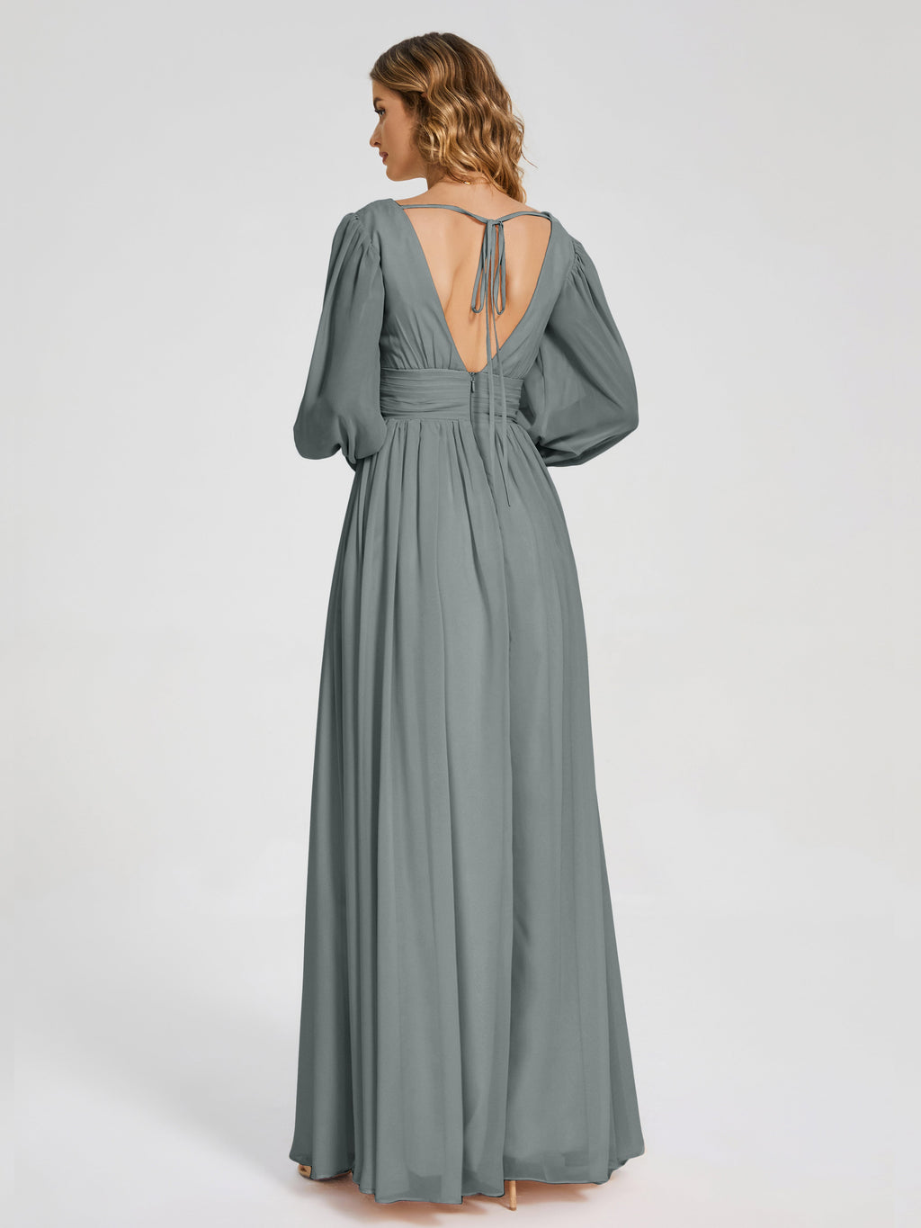 Journey Long Sleeves V-neck Bridesmaid Dress with Side Slit